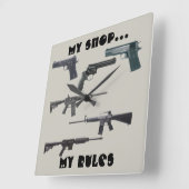 兵器コラージュ スクエア壁時計 (傾斜)