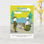 兵士おもしろいハッピーバースデーカード カード (黄色い花)