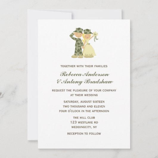兵士および花嫁の結婚式招待状 招待状 (正面)