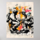 兵士がチェスをする - 反戦ストリートアートポスター ポスター (正面)