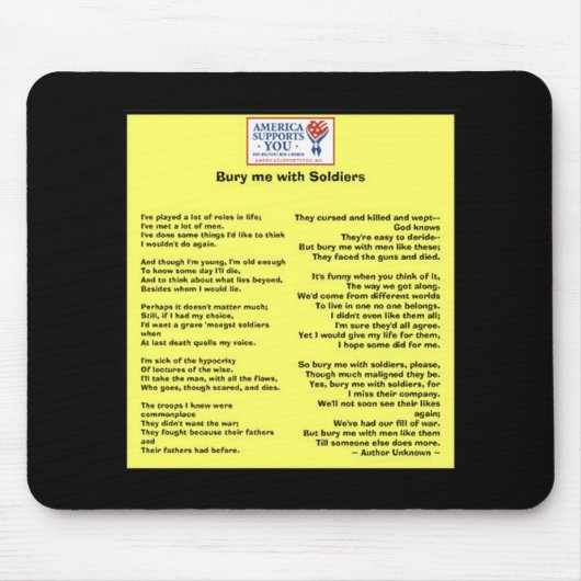 兵士との私を埋めて下さい-私達の退役軍人に名誉を与えて下さい マウスパッド (正面)