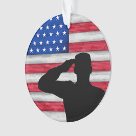 兵士とアメリカ国旗 - 感謝 オーナメント