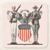 兵士とセーラーとアメリカの盾 スクエアペーパーコースター (正面)