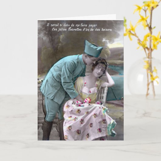 兵士と恋人 カード (黄色い花)