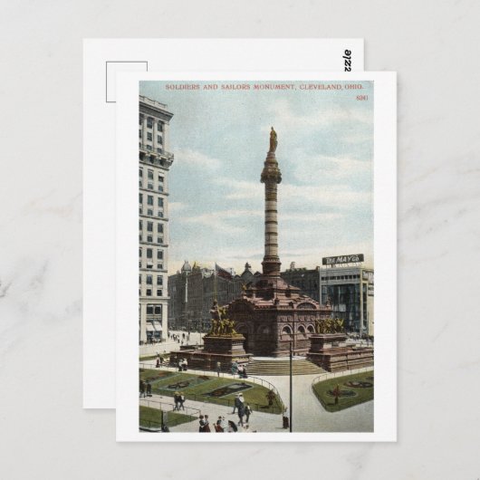 兵士と船員モニュメントクリーブランド1910ヴィンテージ ポストカード (正面/裏面)