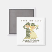 兵士と花嫁の結婚式の日付を保存 マグネット (正面/裏面)