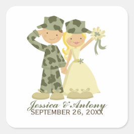 兵士と花嫁の結婚式用シール スクエアシール