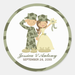 兵士と花嫁の結婚式用シール ラウンドシール