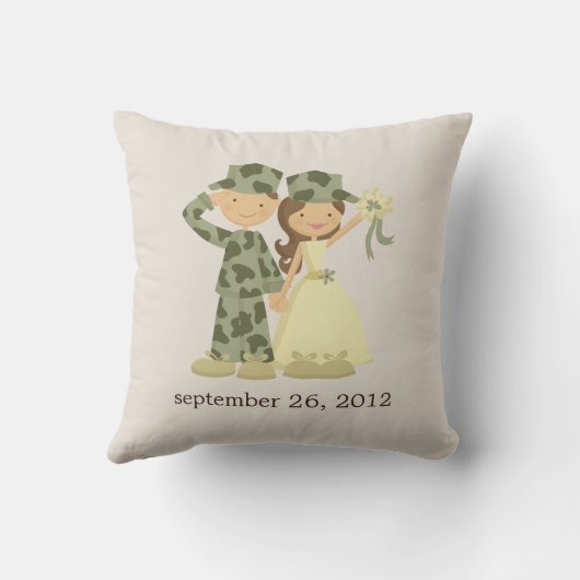 兵士と花嫁結婚のカスタム枕 クッション (裏面)