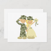 兵士と花嫁結婚の応答カード インビテーションポストカード (正面/裏面)