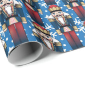 兵士のくるみ割りクリスマスブルーホワイト雪 ラッピングペーパー (ロールコーナー)
