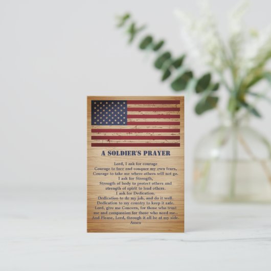 兵士の祈りの言葉アメリカ国旗の軍隊 名刺 (スタンド正面)