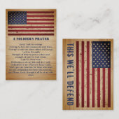兵士の祈りの言葉アメリカ国旗の軍隊 名刺 (正面/裏面)