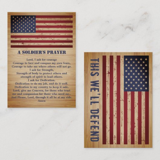 兵士の祈りの言葉アメリカ国旗の軍隊 名刺 (正面/裏面)