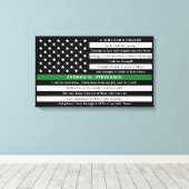 兵士の祈りの言葉パーソナライズされた薄い緑の線 キャンバスプリント (インサイチュ (ウッドフロア))