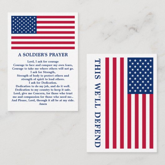 兵士の祈りの言葉米国国旗の軍隊 名刺 (正面/裏面)