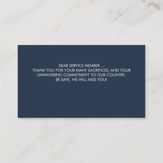 兵士の祈りの言葉軍隊アメリカ国旗のブシ 名刺 (裏面)