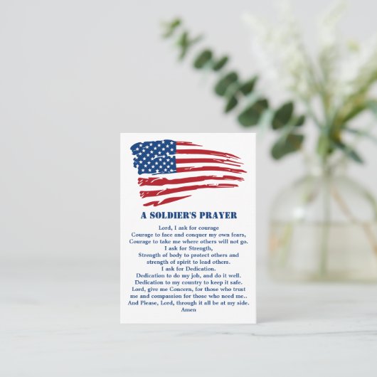 兵士の祈りの言葉軍隊アメリカ国旗の愛国心 名刺 (スタンド正面)