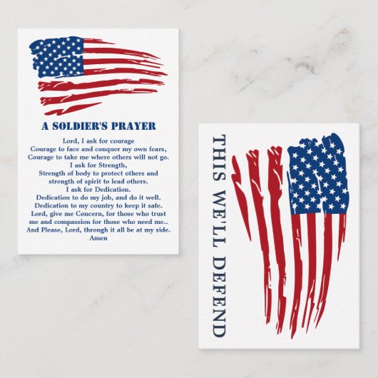 兵士の祈りの言葉軍隊アメリカ国旗の愛国心 名刺 (正面/裏面)