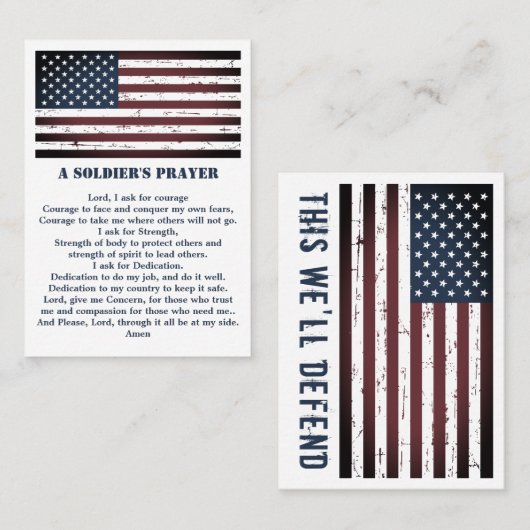 兵士の祈りの言葉軍隊米国国旗 名刺 (正面/裏面)