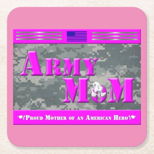 兵士の自慢のArmy Mom スクエアペーパーコースター (正面)