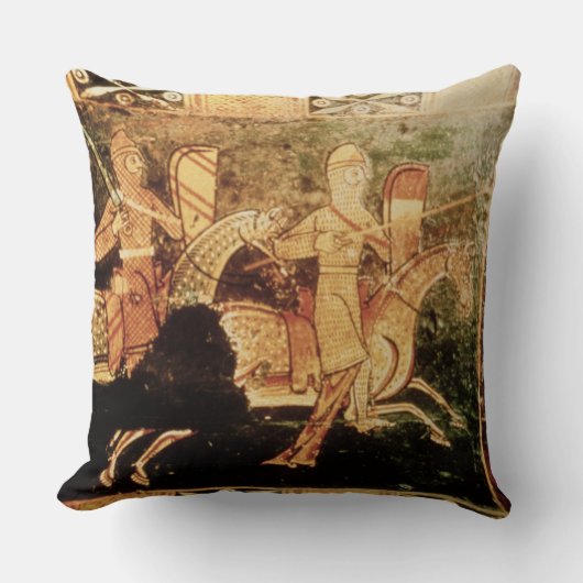 兵士のgoiを描写する嫁入り道具入れの化粧箱からの詳細 クッション (正面)