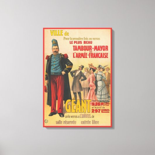 兵士を称賛する群衆のサーカスフランスのポスター キャンバスプリント (正面)