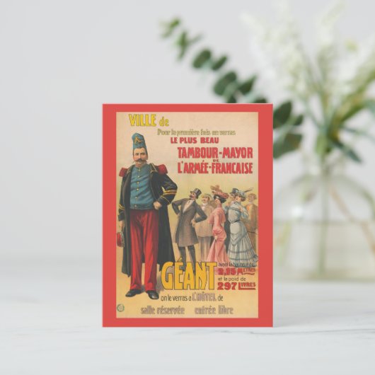 兵士を称賛する群衆のサーカスフランスのポスター ポストカード (スタンド正面)