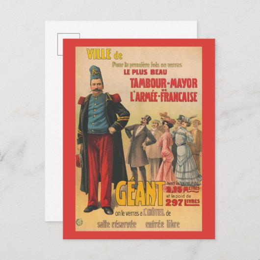 兵士を称賛する群衆のサーカスフランスのポスター ポストカード (正面/裏面)