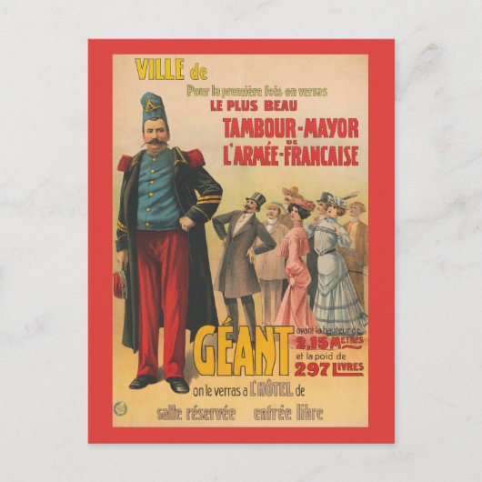兵士を称賛する群衆のサーカスフランスのポスター ポストカード (正面)