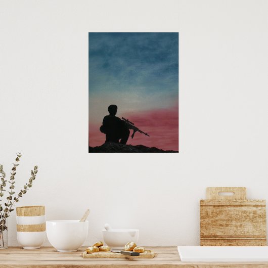 兵士シルエット赤と青のポスター ポスター (キッチン)