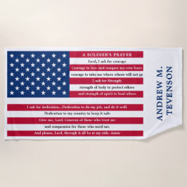 兵士パーソナライズされた祈りの言葉米国国旗 ビーチタオル