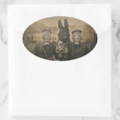 兵士ロバとガスマスク 楕円形シール (バッグ)