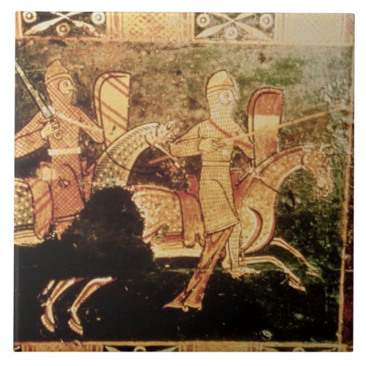 兵士五位結婚を描いた胸からの詳細 タイル (正面)