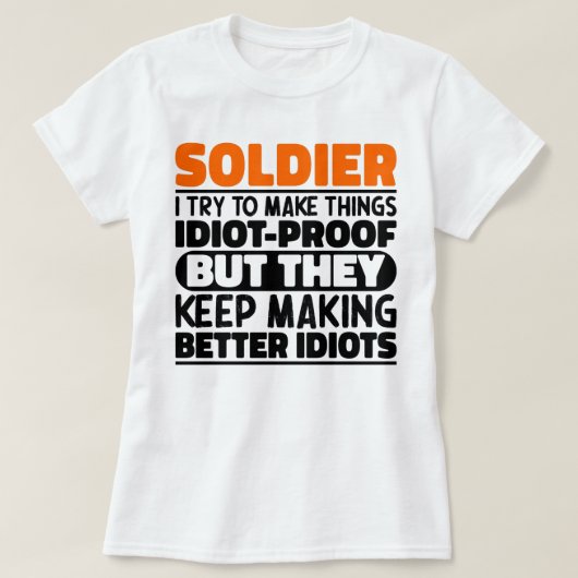 兵士兵士兵士兵おもしろい諺 Tシャツ (デザイン正面)