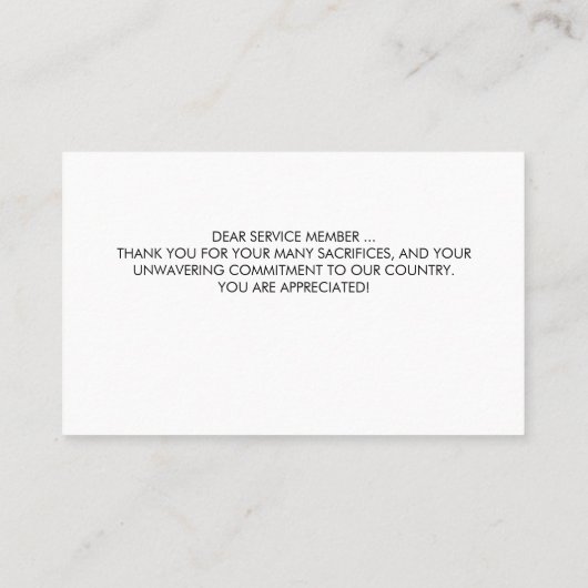 兵士祈りの言葉アメリカ国旗の軍隊 名刺 (裏面)