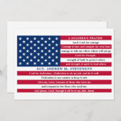 兵士祈りの言葉パーソナライズされた米国国旗 サンキューカード (正面/裏面)
