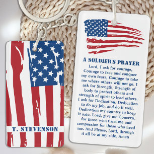 兵士祈りの言葉軍隊愛国的アメリカ国旗 キーホルダー