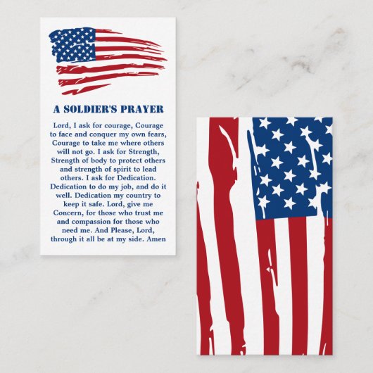 兵士祈りの言葉軍隊愛国的アメリカ国旗 名刺 (正面/裏面)