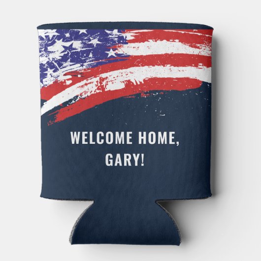 兵士軍隊ホームカミングフラッグウェルカムホーム 缶クーラー (裏面)