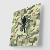 兵士迷彩柄軍隊タイムウォールクロック スクエア壁時計 (傾斜)