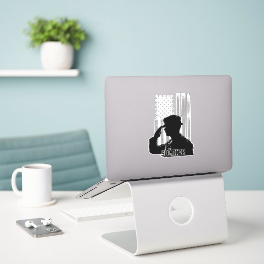 兵士 シール (デスク上のノートパソコン)