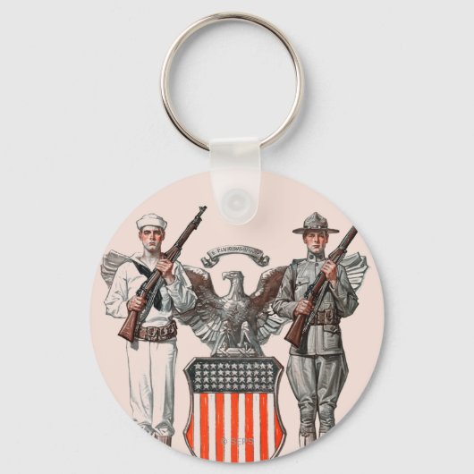 兵士、セーラー、アメリカの盾 キーホルダー (正面)