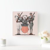 兵士、セーラー、アメリカの盾 スクエア壁時計 (ホーム)