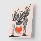 兵士、セーラー、アメリカの盾 スクエア壁時計 (傾斜)