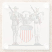 兵士、船員および米国の盾 ガラスコースター (裏面)