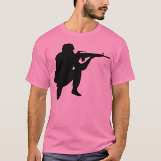 兵士。 黒。 右表面仕上げ Tシャツ