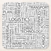 兵站学は単語と模造します スクエアペーパーコースター (正面)