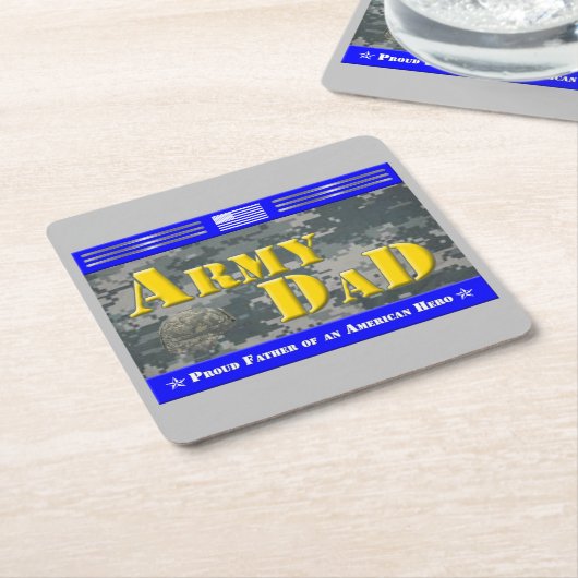 兵誇りを持った士パパ スクエアペーパーコースター (アングル)