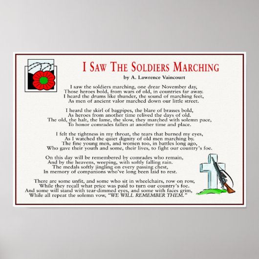 兵隊たちが16" x 11"行進しているのを見た ポスター (正面)